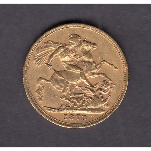 231 - UK 1873 gold full Sovereign, Sydney Mint Mark, in good condition