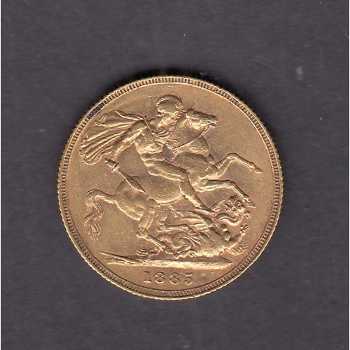 234 - UK 1885 gold full Sovereign, Sydney Mint Mark, in good condition