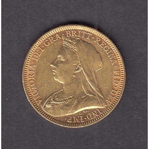 242 - UK 1894 gold full Sovereign, Melbourne Mint Mark, in good condition