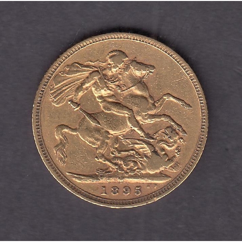 243 - UK 1895 gold full Sovereign, Melbourne Mint Mark, in good condition