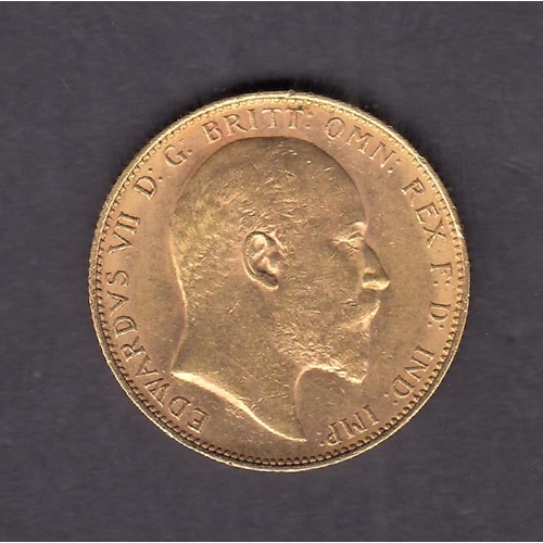 262 - UK 1905 gold full Sovereign, Perth Mint Mark, in good condition