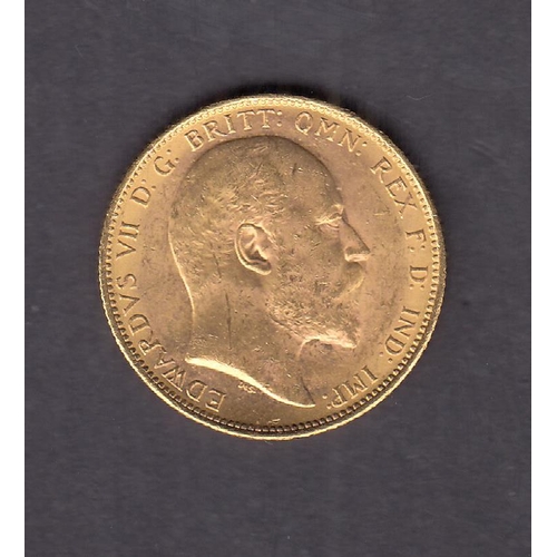 268 - UK 1907 gold full Sovereign, Melbourne Mint Mark, in good condition