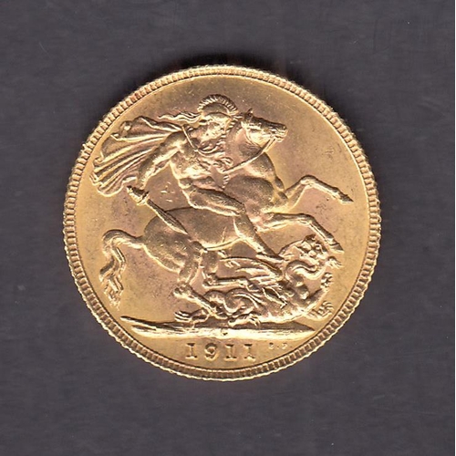 277 - UK 1911 gold full Sovereign, Mint Mark ‘C’ Ottawa, in good condition