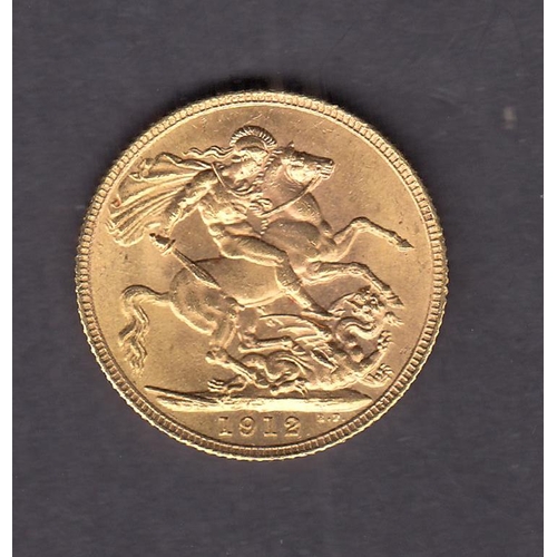 282 - UK 1912 gold full Sovereign, in good condition