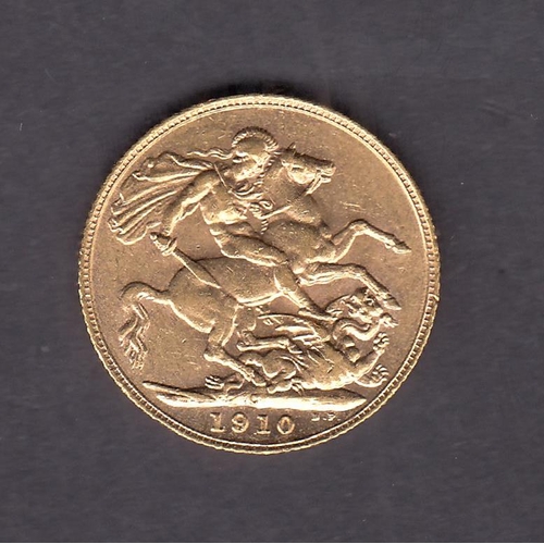 275 - UK 1910 gold full Sovereign, Mint Mark ‘C’ Ottawa, in good condition with CoA