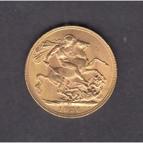 296 - UK 1926 gold full Sovereign, Mint Mark ‘SA’ Pretoria, in good condition