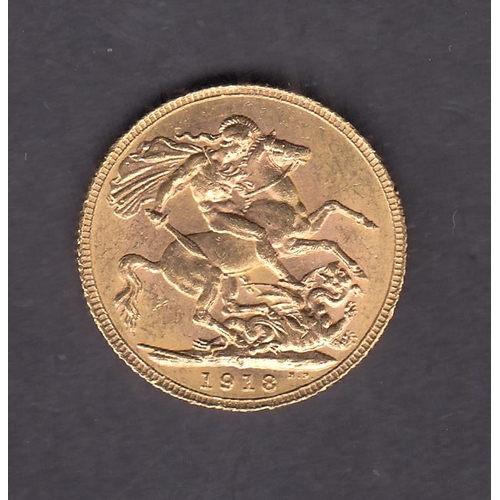 291 - UK 1918 gold full Sovereign, Mint Mark ‘C’ Ottawa, in good condition with CoA