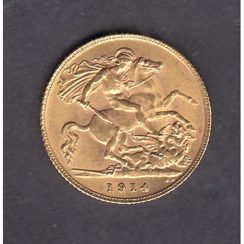 288 - UK 1914 gold half Sovereign, in good condition