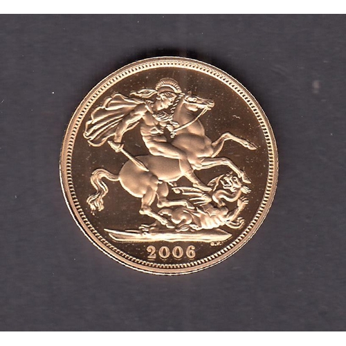 350 - UK 2006 gold proof full Sovereign, boxed with CoA