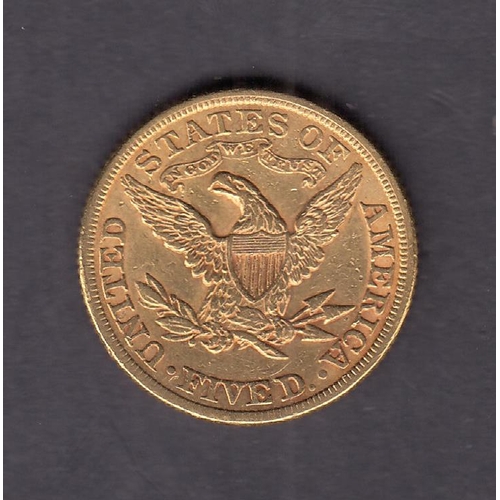 404 - USA 1881 gold $5 coin, in good condition with CoA