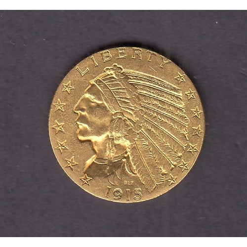 410 - USA 1915 gold $5 coin, in good condition with CoA