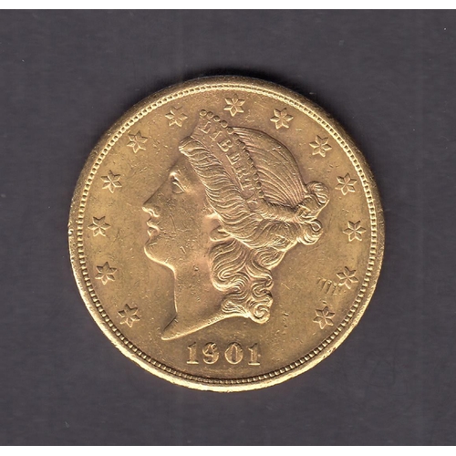 407 - USA 1901 gold $20 coin, San Francisco Mint, in good condition