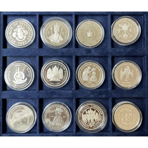 202 - The Royal Family 1953-1993 x20 silver coin collection, produced by Westminster, Crown size coins, wi... 