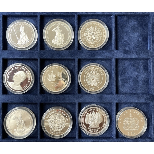 202 - The Royal Family 1953-1993 x20 silver coin collection, produced by Westminster, Crown size coins, wi... 