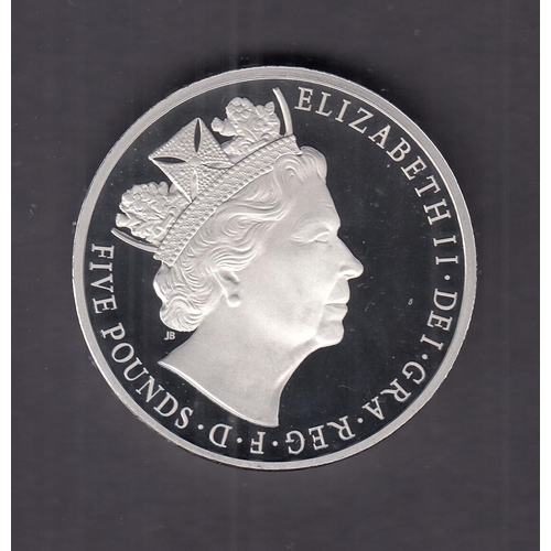 364 - UK 2015 The Longest Reigning Monarch £5 Platinum Piedfort Proof Coin, boxed with CoA