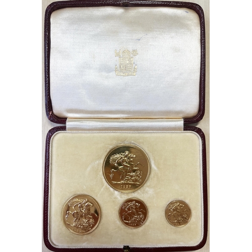 304 - UK 1937 KGVI Specimen Proof Four Coin Gold Set, Spink No.PS15, in original box, comprising of Gold P... 