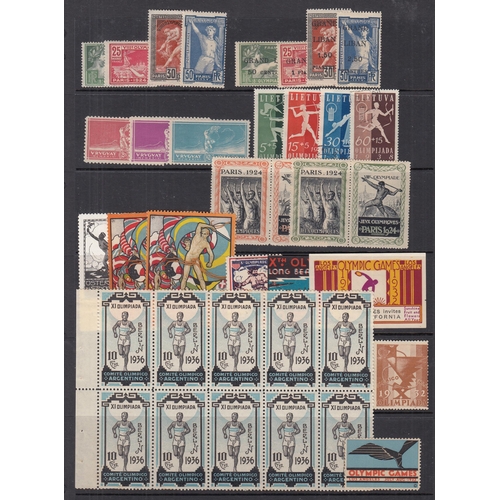 1190 - 1912/44 Olympics collection on pages in album with 3 promotional labels for Stockholm 1912, a few it... 