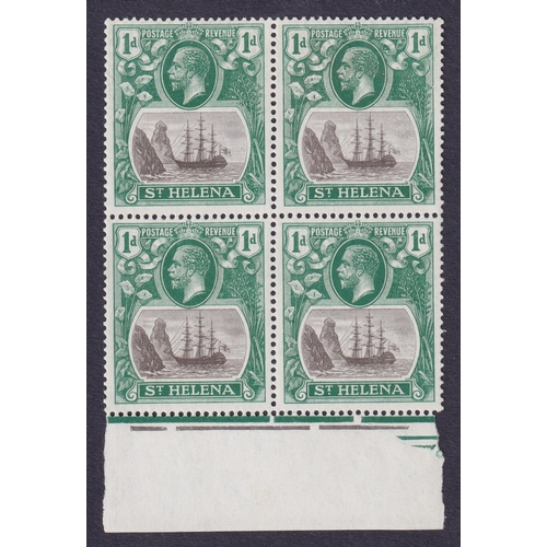 1149 - 1922 1d grey and green in lower marginal block of 4 mint, fine and lightly mounted, the upper right ... 