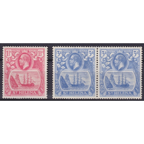 1151 - 1922 1½d rose-red u/m and 3d bright blue (pair) mint (gum a trifle toned), each with ‘Torn flag’, Ca... 