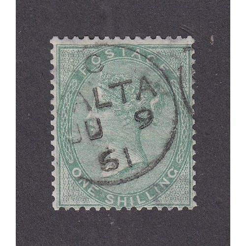 833 - 1855 Emblems 1/- green fine used with neat ‘Malta’ cds, scarce with cds, a lovely example, SG72