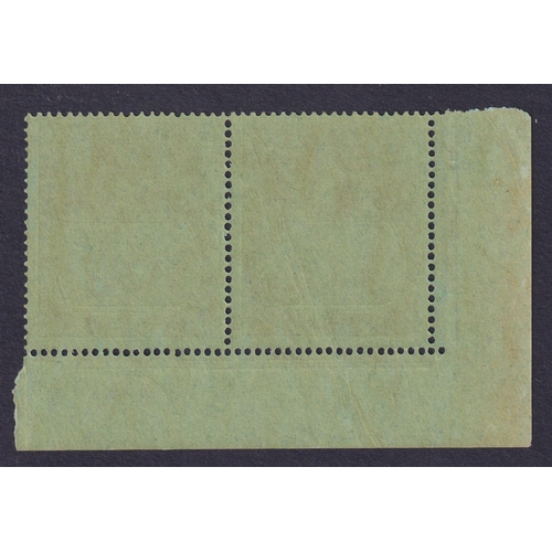 1162 - 1922 1/6d grey and green in lower left corner marginal pair with plate number u/m, the lower left st... 