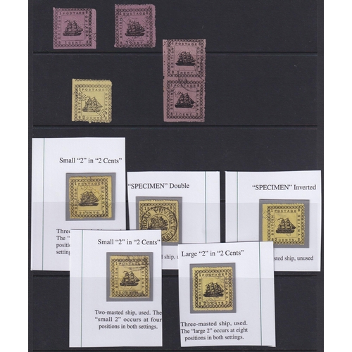 584 - 1862 Typeset Ship range on Hagner and page with 1c x17 comprising unused and used pairs (2), singles... 