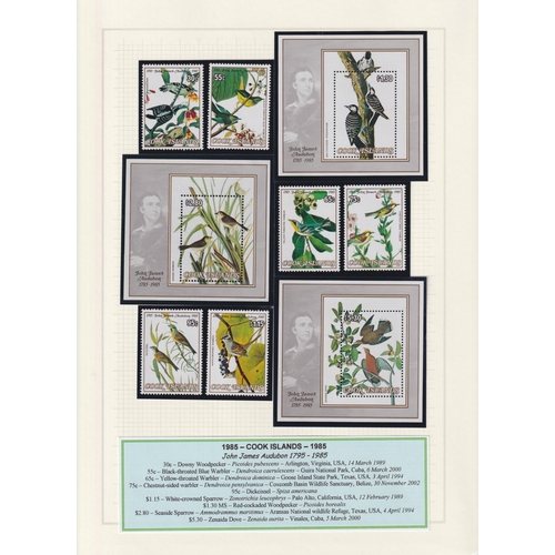 408 - Birds collection of u/m issues on pages relating to John Audubon (artist and ornithologist), a lovel... 