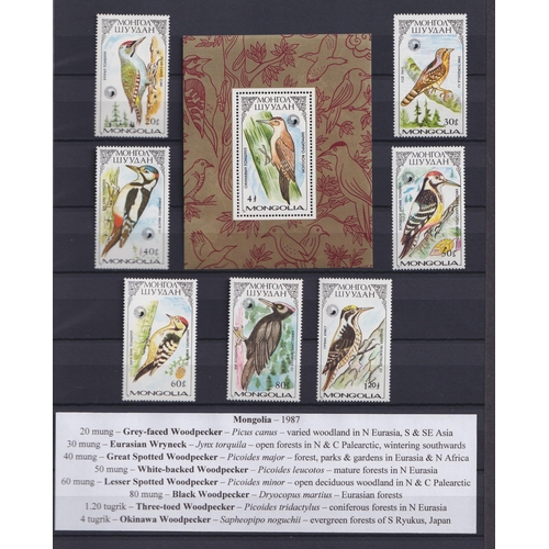 397 - Birds collection written up in 4 stock books with attractive all world mint ranges of sets and mini ... 