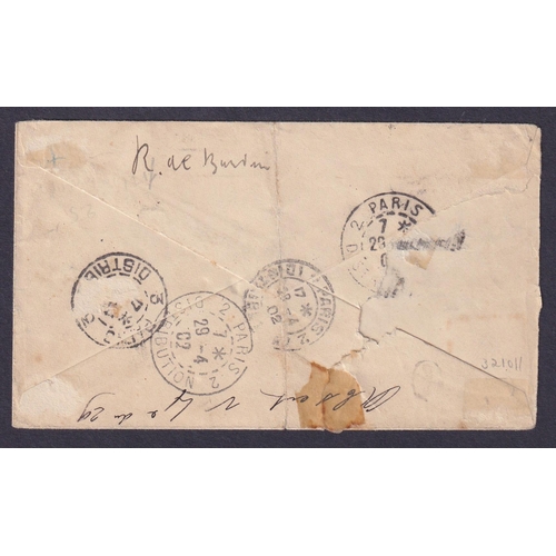 1144 - Boer War St. Helena 2x 2d yellow with EDVII ½d on Registered cover to Paris tied cork cancels, with ... 