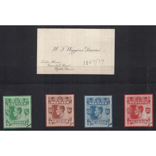 929 - 1937 Unadopted Essays for KGVI 2/6d green, 5/- red, 10/- blue and 20/- red for the proposed high val... 