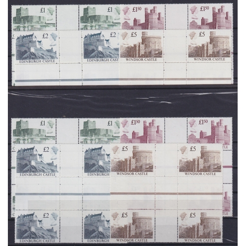 935 - 1990s Windsor Castle £1 to £5, each value in 2 gutter blocks of 4