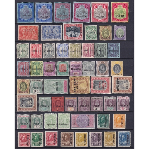 352 - A group of x57 British Commonwealth Specimen stamps from QV to KGV with values to £1, noted EDVII So... 