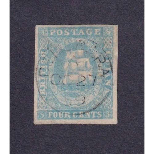 587 - 1855 SG20, 4c pale blue, fine used for margin example, noted faint crease, with accompanying RPS cer... 