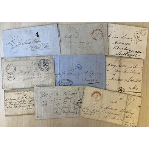 767 - A group of x50+ mainly 19th Century pre-stamp covers in and out of Great Britian, including Ship Let... 