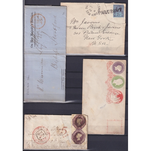 770 - A group of x11 QV covers/fronts, includes unusual postmarks, frankings etc, noted 1855 cover to USA ... 