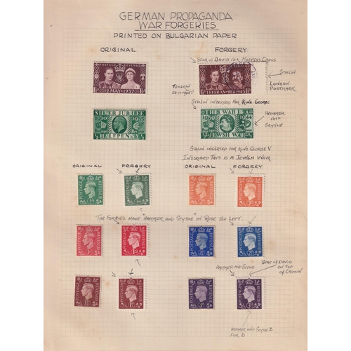 362 - A small collection of WWII Propaganda Forgeries including German ½d Silver Jubilee used and 1 ½d KGV... 