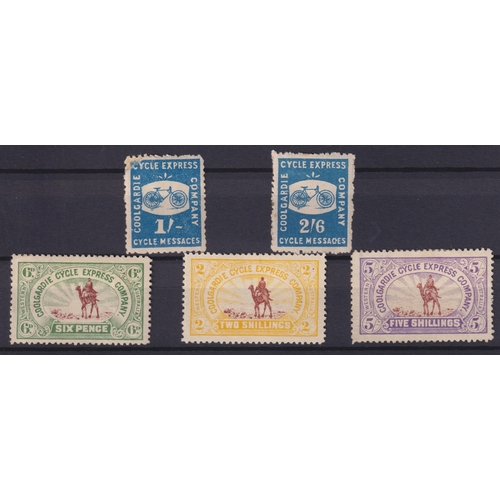 562 - Western Australia – 1894 Coolgardie Cycle Mail 1/- (repaired corner) and 2/6- stamps mint, plus 1896... 