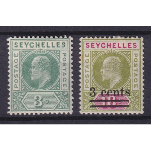 1122 - 1903 SG58a 3c on 18c mint showing Dented Frame variety noted toned perf and 1906 SG61a 3c mint showi... 