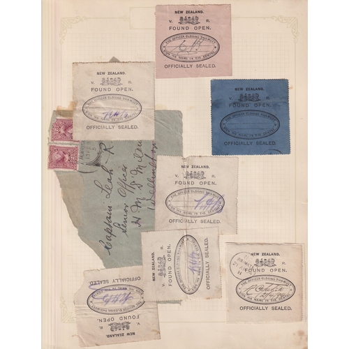 1091 - A collection of New Zealand postmarks and markings on stamps and covers from the 19th and early 20th... 