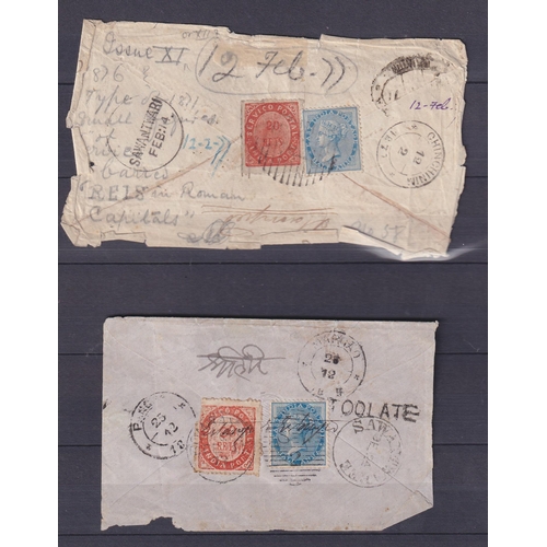 969 - Portuguese India – A pair of covers from the 1870s both affixed with British India ½A and Portuguese... 