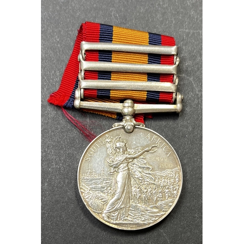 122 - UK 1899 Queen’s South Africa Medal, 3 bars Transvaal, Orange Free State, Natal, awarded to 2132 PTE.... 