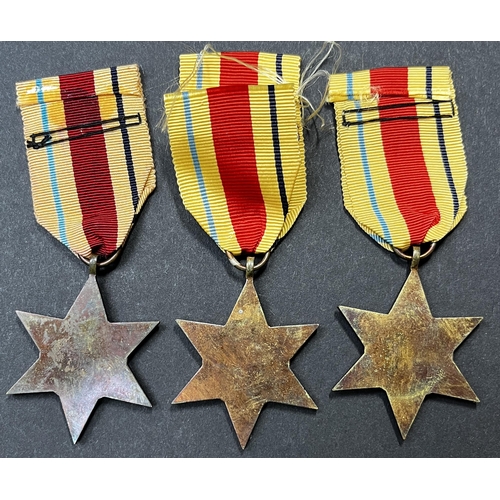 156 - A group of x3 UK WWII North Africa Stars, each with a bar including 1st Army, 8th Army & North Afric... 