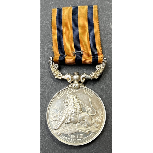 103 - UK 1896 British South Africa Compnay’s Medal, Rhodesia 1896 reverse, awarded to TROOPR. A. STEELE. M... 