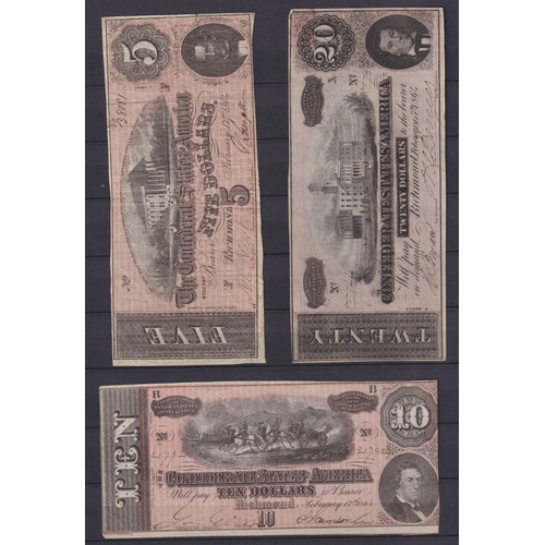 90 - A collection of x19 USA banknotes from the 19th & 20th Century, including various Confederate notes ... 