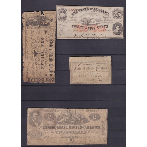 90 - A collection of x19 USA banknotes from the 19th & 20th Century, including various Confederate notes ... 