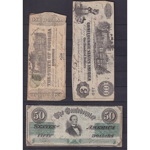 90 - A collection of x19 USA banknotes from the 19th & 20th Century, including various Confederate notes ... 