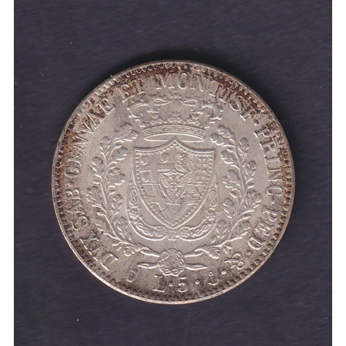 71 - 1827 Kingdom of Piedmont-Sardinia silver 5 Lire coin, in good condition