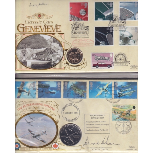 60 - A x2 volume collection of coin covers, mainly Commemorative produced by Benham includes many autogra... 