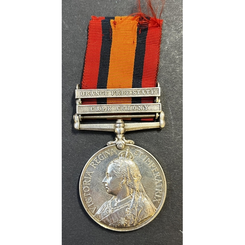 138 - UK 1899 Queen’s South Africa Medal, 2 bars Orange Free State, Cape Colony awarded to 7722 PTE. G. RE... 