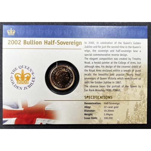 41 - UK 2002 gold half Sovereign encapsulated on RM card